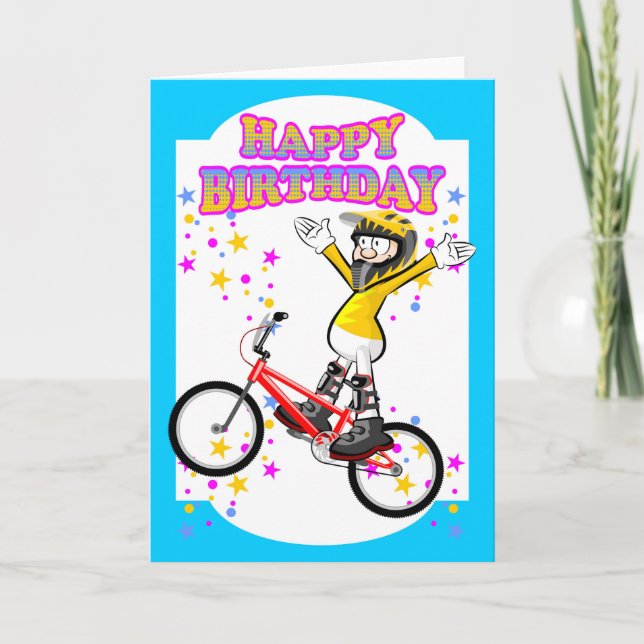Happy birthday, brave and extreme BMX rider Card (Front)