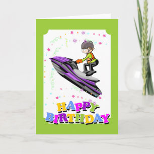 Happy birthday, brave jet ski champion card
