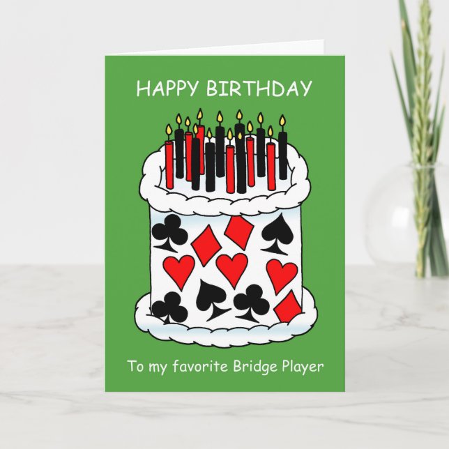 Happy Birthday Bridge Player Card (Front)