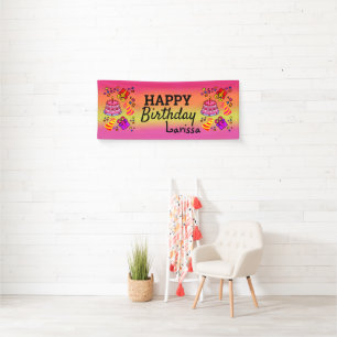 Happy Birthday Bright Colourful Cheerful Sweet Banner