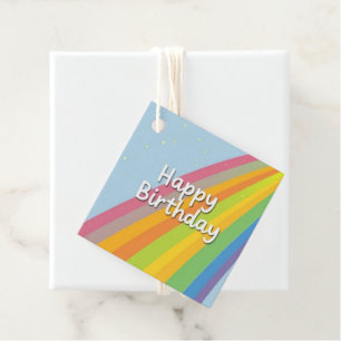 Happy Birthday Bright & Colourful Rainbow Favour Tags