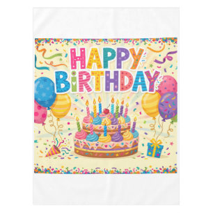 Happy birthday bright loud blank card tablecloth