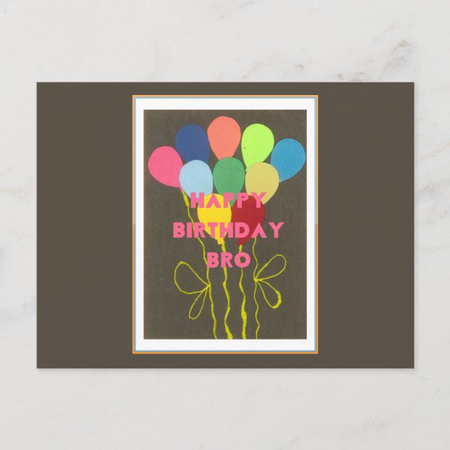 Happy Birthday Bro Art Print Postcard (Front)