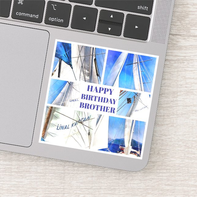 Happy Birthday Brother Artistic White Sails (Detail)