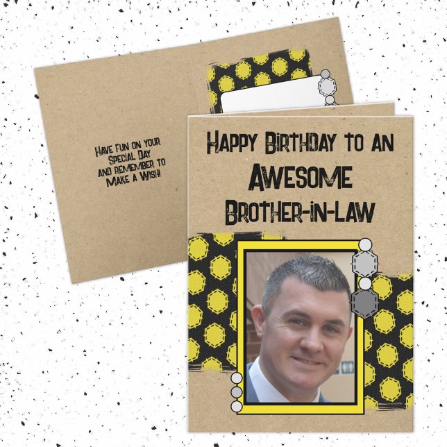 Happy Birthday brother in law photo yellow Card (Creator Uploaded)