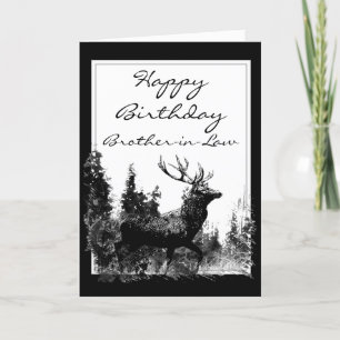 Happy Birthday Brother-in-Law Vintage Stag, Deer Card