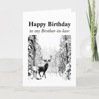 Happy Birthday Brother-in-law Vintage Stag, Deer Card