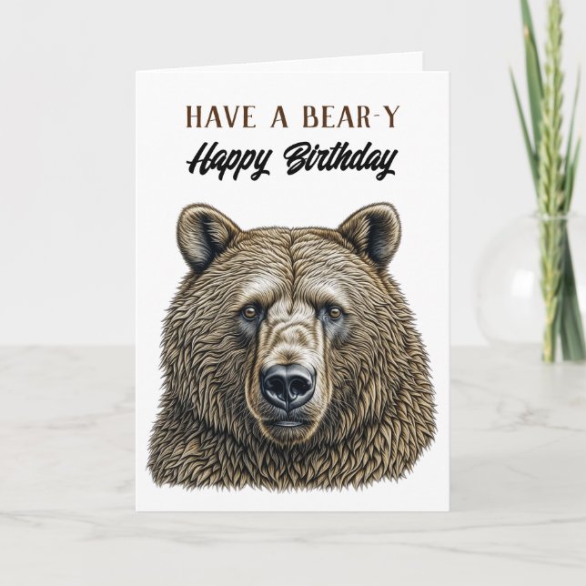 Happy Birthday Brown Bear Themed Card (Front)