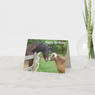 Happy  Birthday Brown Miniature Draught Shire Hors Card