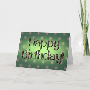 Happy Birthday Brown Polka Dot Text Green Bkgrd Card