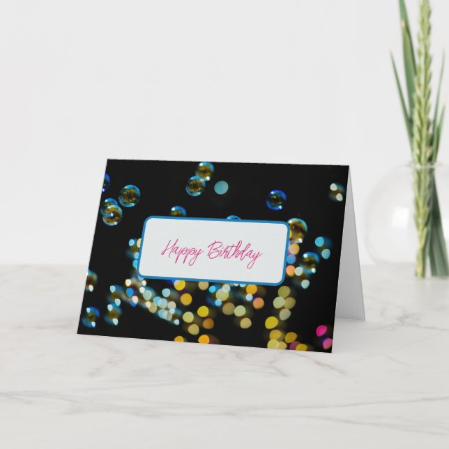 Happy Birthday Bubbles Custom Text Greeting Card (Front)