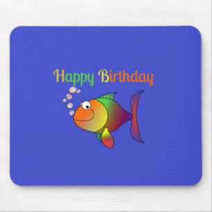 Happy Birthday, Bubbles the Fish template Mouse Pad