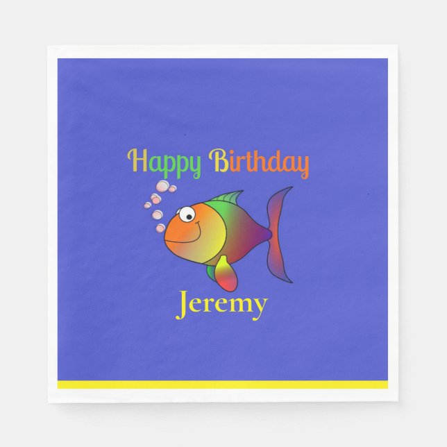 Happy Birthday, Bubbles the Fish template Napkin (Front)