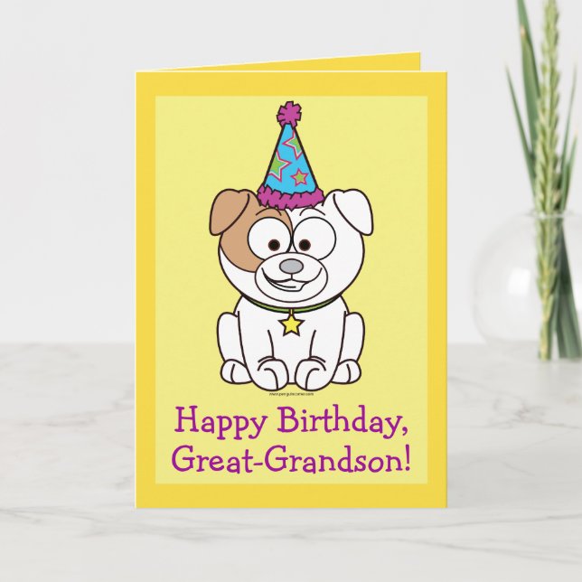 Happy Birthday Bulldog: Great-Grandson Card (Front)