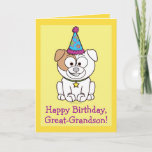 Happy Birthday Bulldog: Great-Grandson Card<br><div class="desc">A cartoon bulldog for a great-grandson is dressed for a birthday party in this colourful,  happy birthday card.    Matching items,  such as stickers and magnet are available at penguincornerstore under the appropriate category.</div>