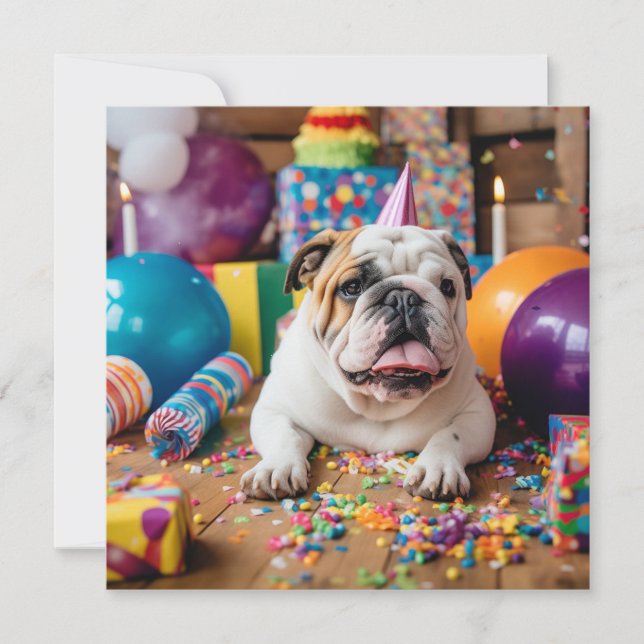 HAPPY BIRTHDAY BULLDOG GREETING CARD (Front)