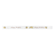 Happy Birthday Bumble Bee Floral Ribbon