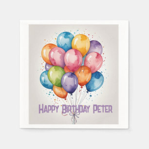 Happy Birthday bunch balloons party Paper Napkin