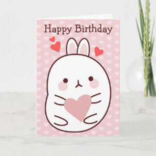 Happy Birthday Bunny Heart Card