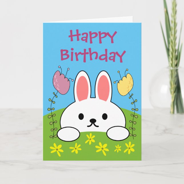 Happy Birthday Bunny Rabbit Card (Front)