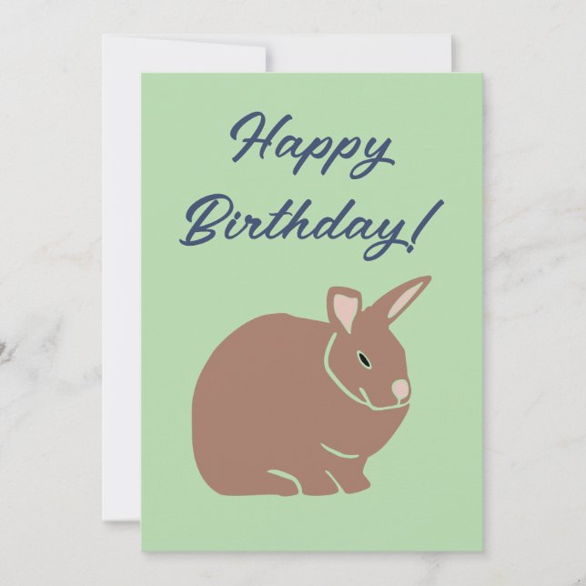 Happy Birthday Bunny Rabbit  Holiday Card (Front)