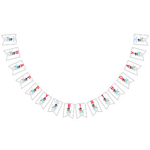 Happy Birthday Bunting Flags Snowman with Guitar