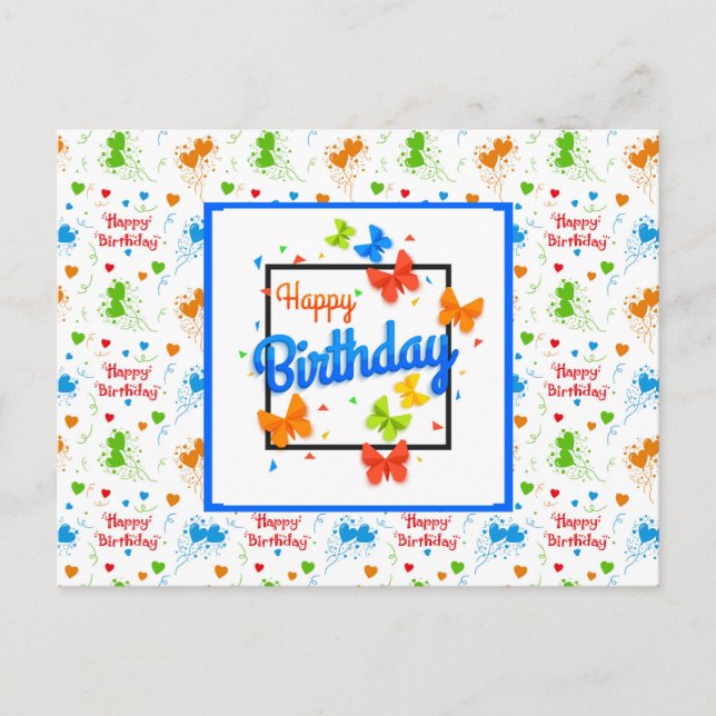 Happy Birthday Butterflies Postcard (Front)