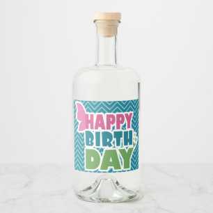 Happy birthday butterfly blue liquor bottle label