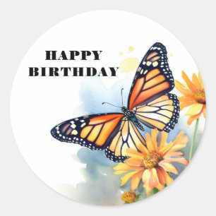 Happy Birthday Butterfly  Classic Round Sticker