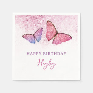 Happy Birthday Butterfly Girl Birthday Party Napkin