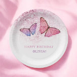 Happy Birthday Butterfly Girl Birthday Party Paper Plate<br><div class="desc">Happy Birthday Butterfly Girl Birthday Party Plates
Add custom text to the back to provide any additional information needed for your guests.</div>