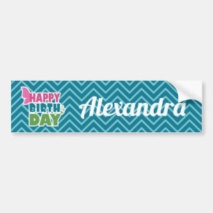 Happy birthday butterfly personalised name sticker