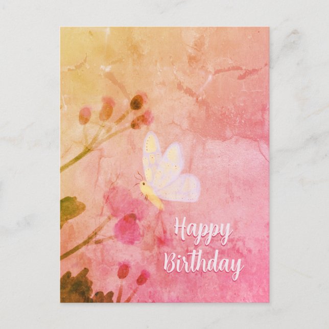 Happy Birthday Butterfly Postcard (Front)