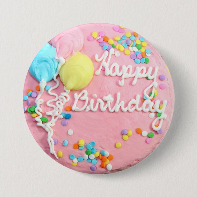 Happy Birthday Cake 7.5 Cm Round Badge (Front)