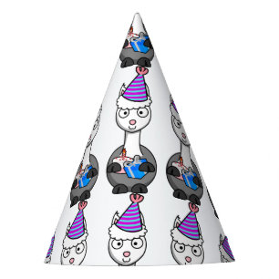 happy birthday cake alpaca party hat
