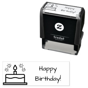Happy Birthday Cake and Candle Self-inking Stamp