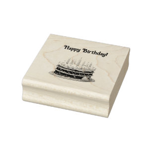 Happy Birthday Cake Bag Gift Party Rubber Stamp