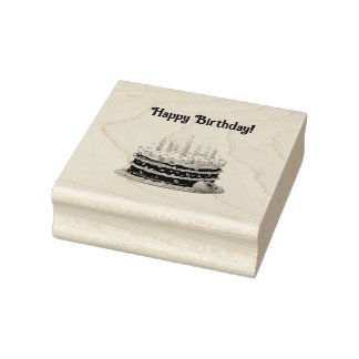 Happy Birthday Cake Bag Gift Party Rubber Stamp