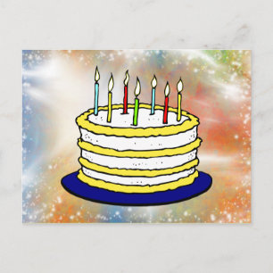Happy Birthday Cake Bright Sparkles Postcard
