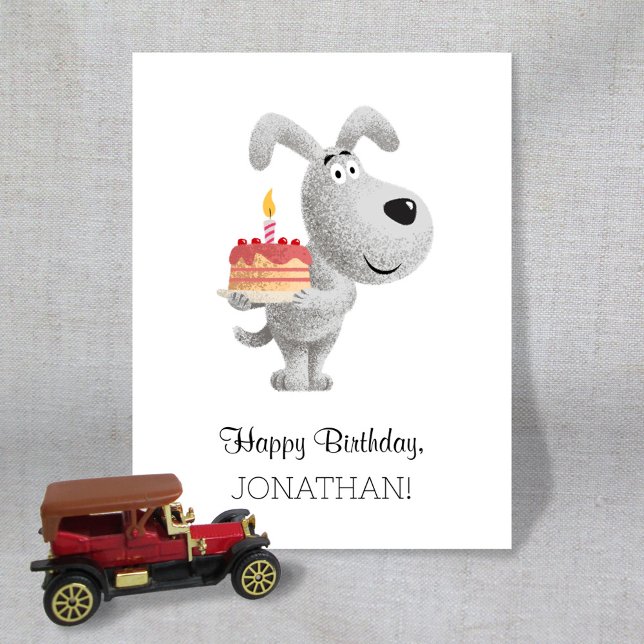Happy Birthday Cake Candle Cute Funny Dog Puppy Postcard (Creator Uploaded)