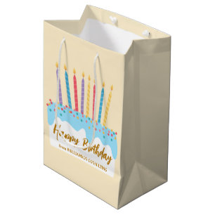 Happy Birthday Cake Chic Custom Business Medium Gift Bag