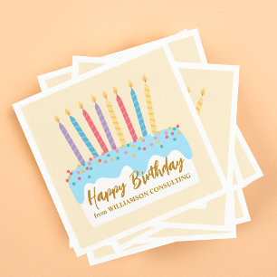 Happy Birthday Cake Chic Custom Office Party Napkin