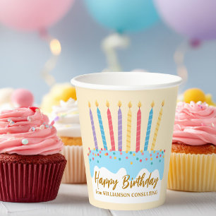 Happy Birthday Cake Chic Custom Office Party Paper Cups