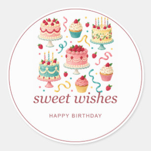 Happy Birthday Cake Classic Round Sticker