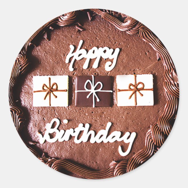 Happy Birthday Cake Classic Round Sticker (Front)