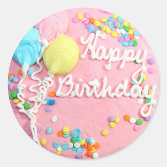Happy Birthday Cake Classic Round Sticker (Front)
