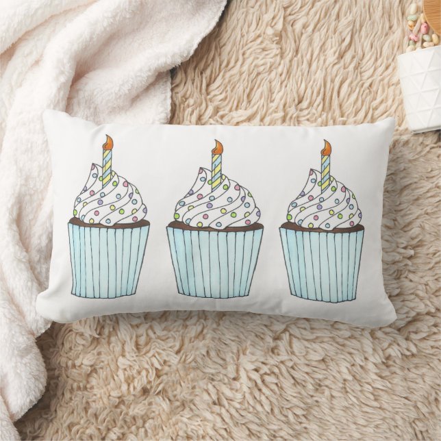 Happy Birthday Cake Cupcake Pillow (Blanket)