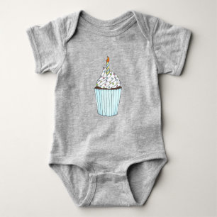Happy Birthday Cake Cupcake Sprinkles Candle Baby Bodysuit
