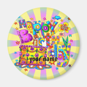 Happy Birthday Cake  custom name Magnet