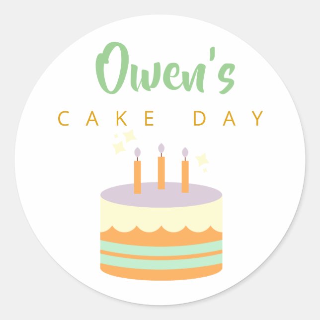 Happy Birthday Cake Day Custom Name Owen Labels (Front)